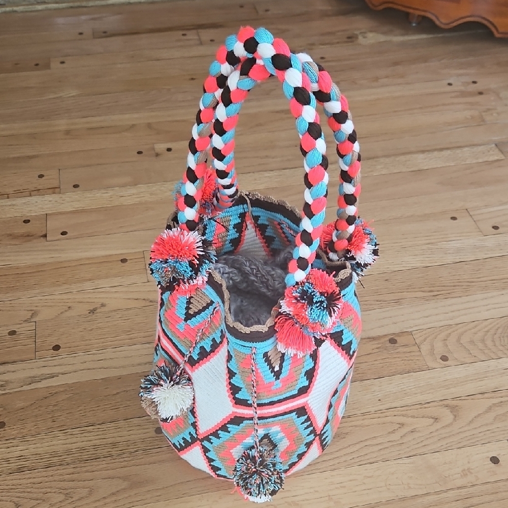 Wayuu Tribe Red and Blue Geometric Shoulder Bag